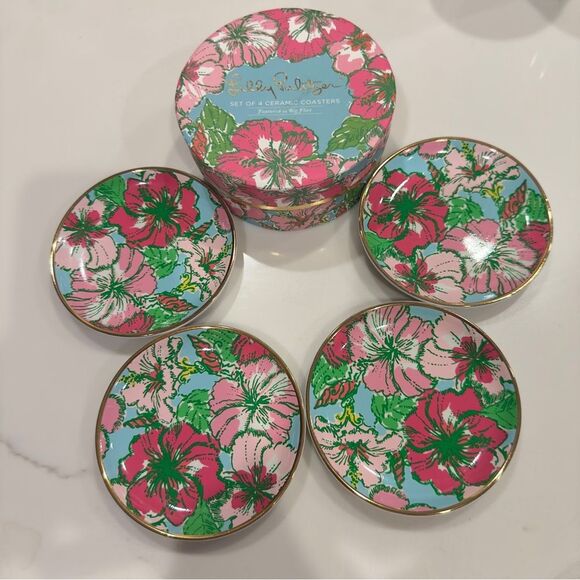NWT Lilly Pulitzer Big Flirt Ceramic Coaster Set of 4 - Picture 1 of 5